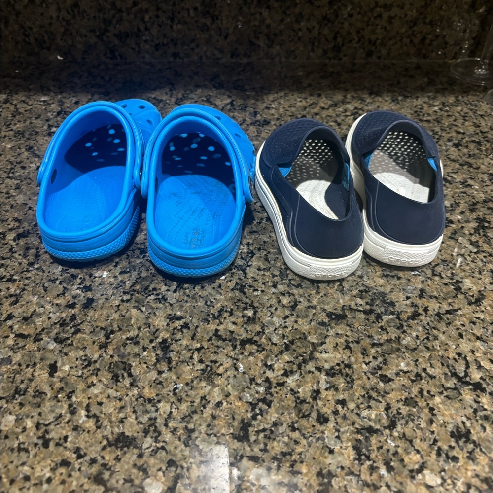 CROCS Kids Shoes in Bright Blue and Dark Navy-2 pair - Picture 2 of 6